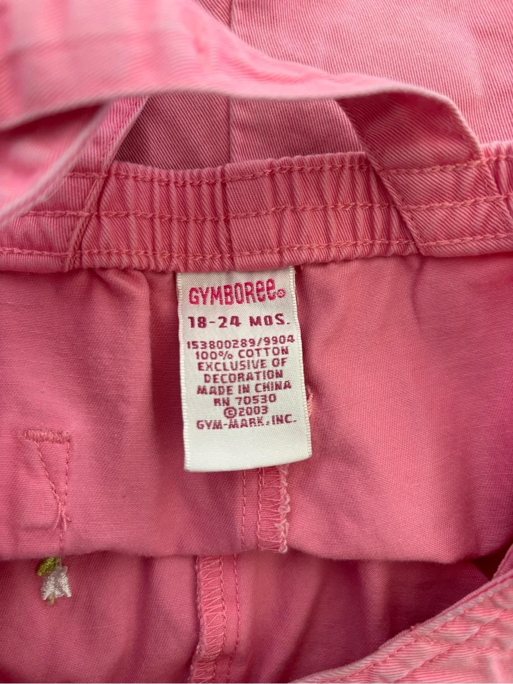 Y2K Gymboree Pink Floral Embroidered Bib Overalls 18-24 Mos Scalloped Hems 2003